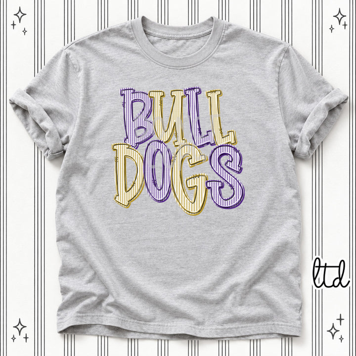 Bulldogs Purple Vegas Gold Seersucker Stack Mascots DTF transfer