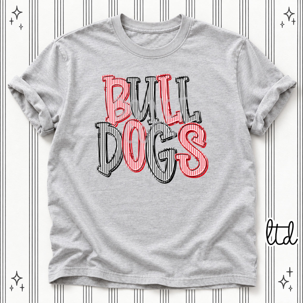 Seersucker Stack Mascots Bulldogs Red Black design
