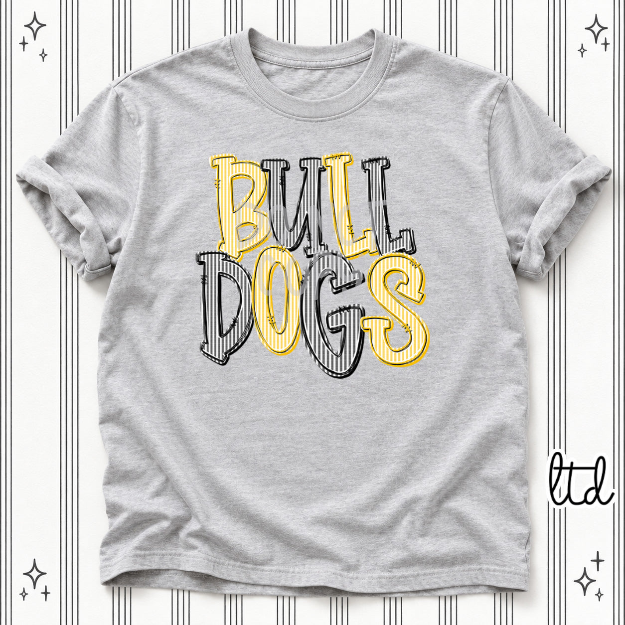 Seersucker Stack Mascots Bulldogs Yellow Gold Black design