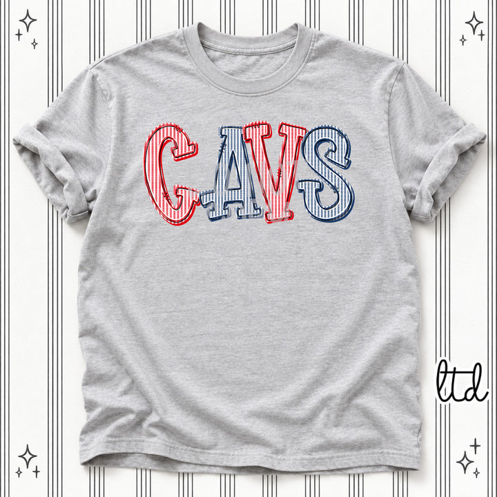 Cavs Red Navy Seersucker Stack Mascots DTF transfer