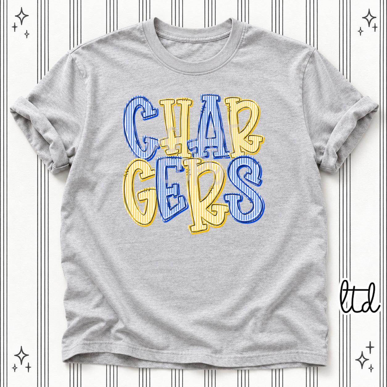Seersucker Stack Mascots Chargers Royal Blue Yellow Gold design