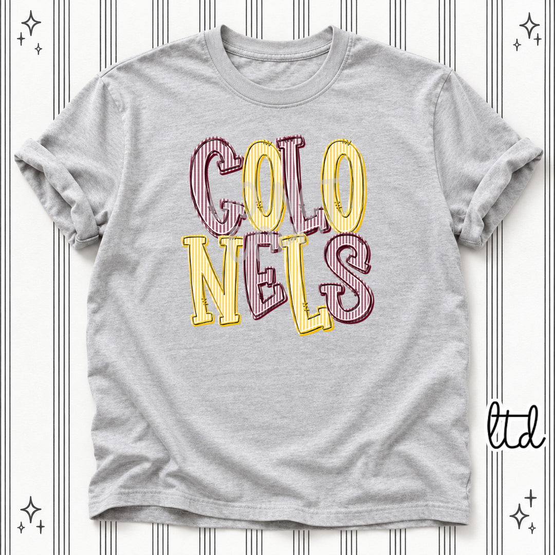 Colonels Maroon Yellow Gold Seersucker Stack Mascots DTF transfer