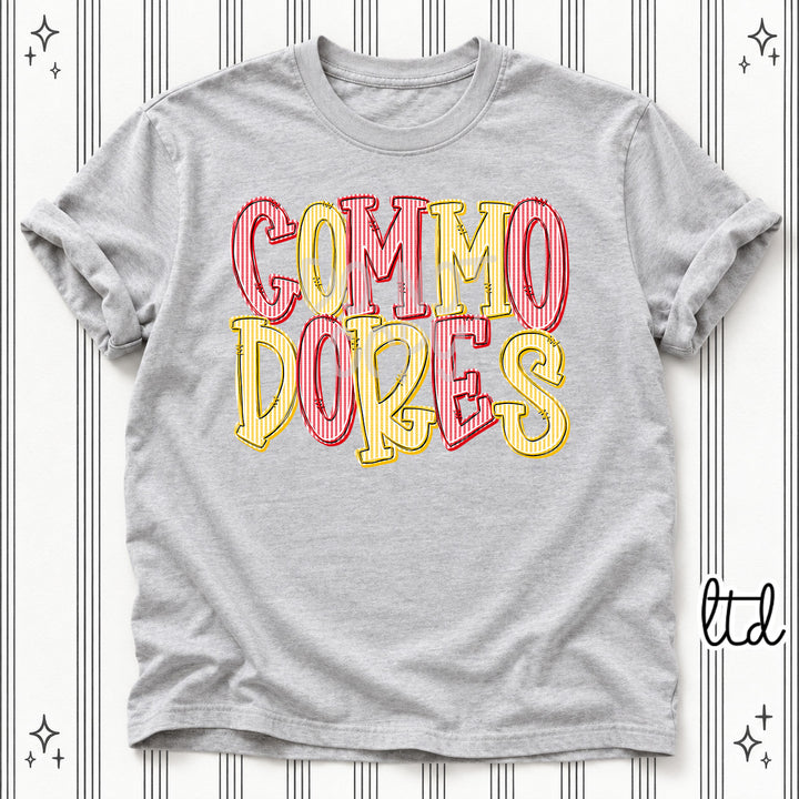 Commodores Red Yellow Gold Seersucker Stack Mascots DTF transfer