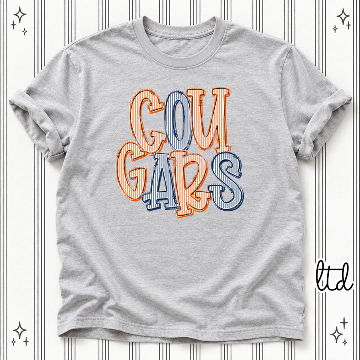 Cougars Orange Navy Seersucker Stack Mascots DTF transfer