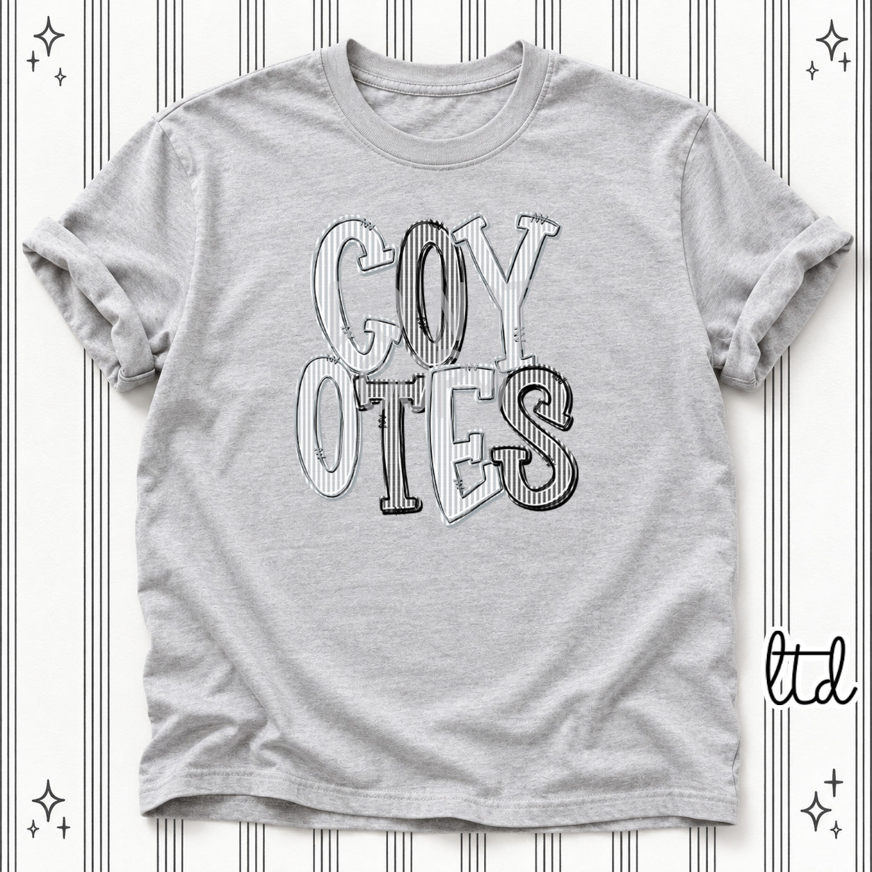 Seersucker Stack Mascots Coyotes Grey Black design