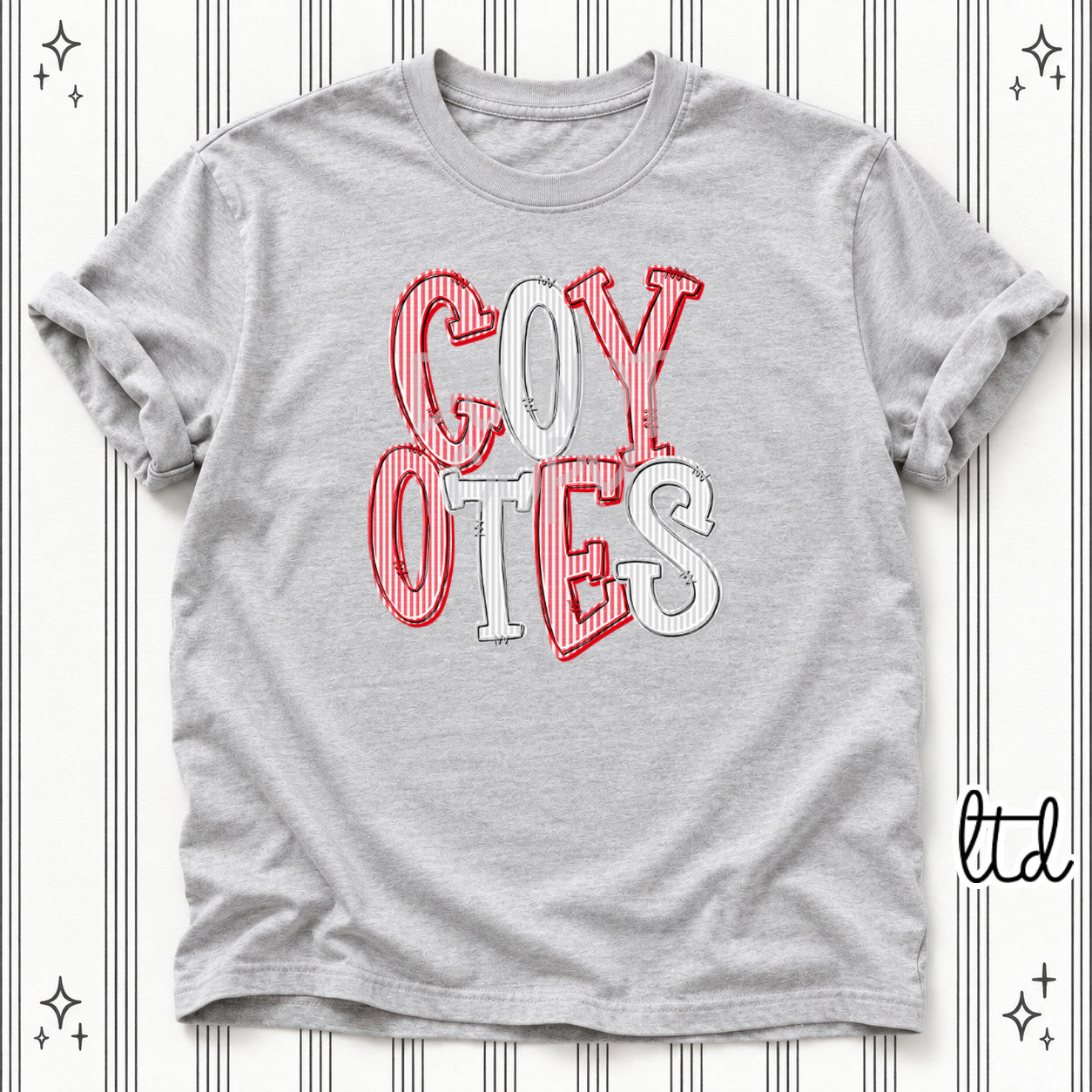 Seersucker Stack Mascots Coyotes Red Silver design
