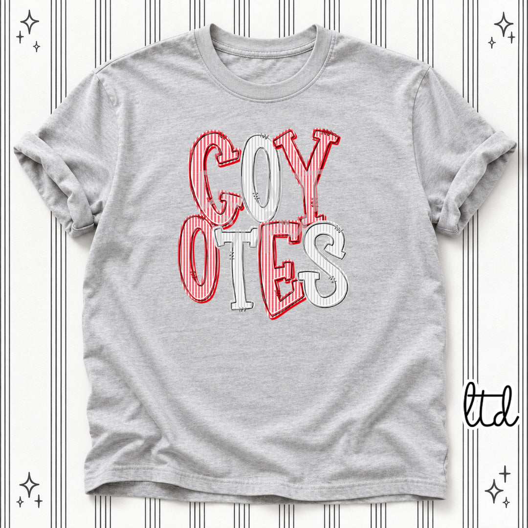 Coyotes Red Silver Seersucker Stack Mascots DTF transfer
