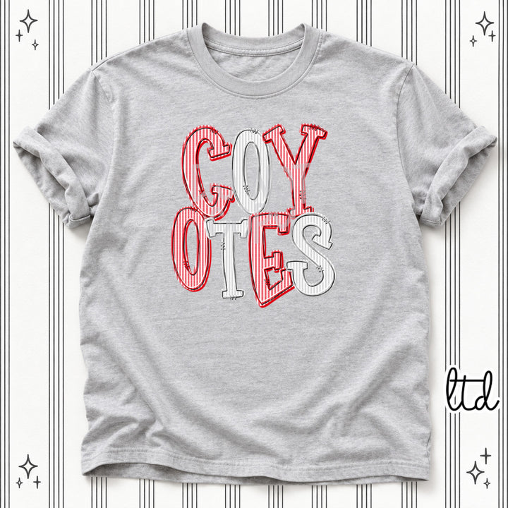 Coyotes Red Silver Seersucker Stack Mascots DTF transfer