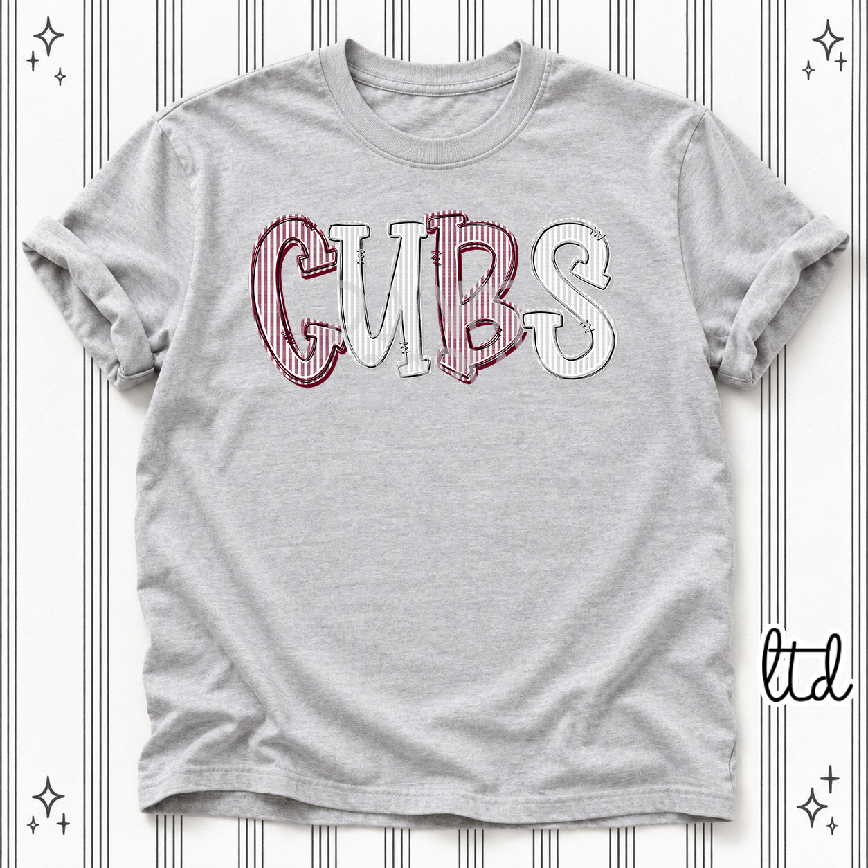 Seersucker Stack Mascots Cubs Maroon Silver design