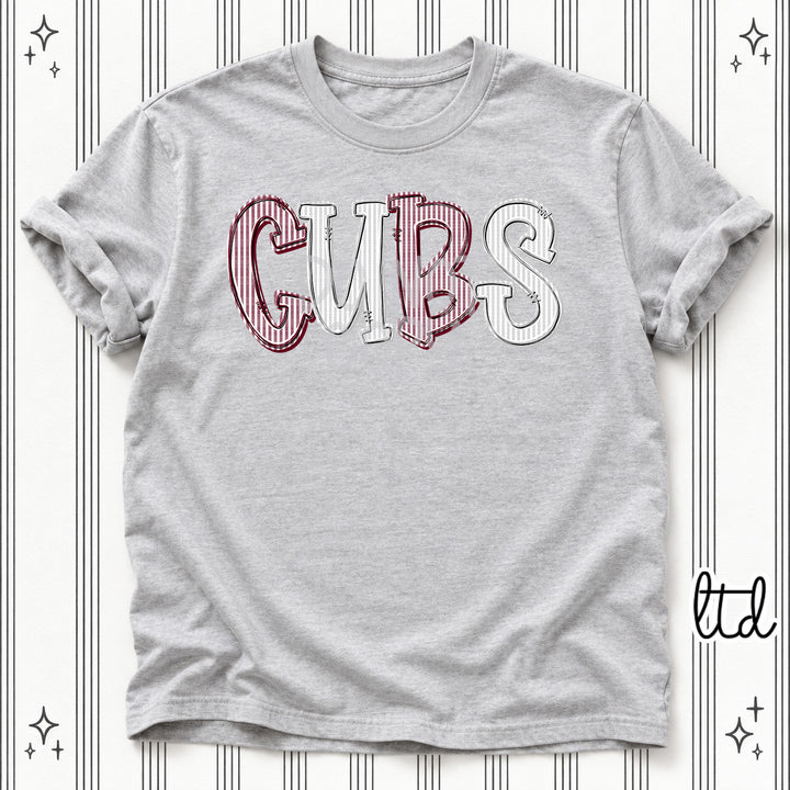 Cubs Maroon Silver Seersucker Stack Mascots DTF transfer