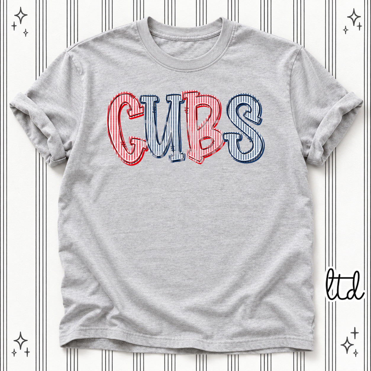 Seersucker Stack Mascots Cubs Red Navy design