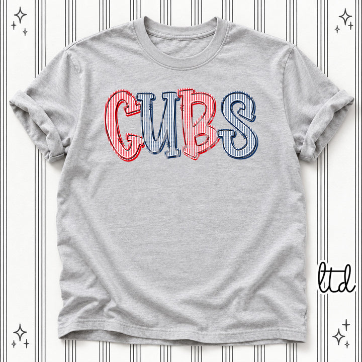 Cubs Red Navy Seersucker Stack Mascots DTF transfer