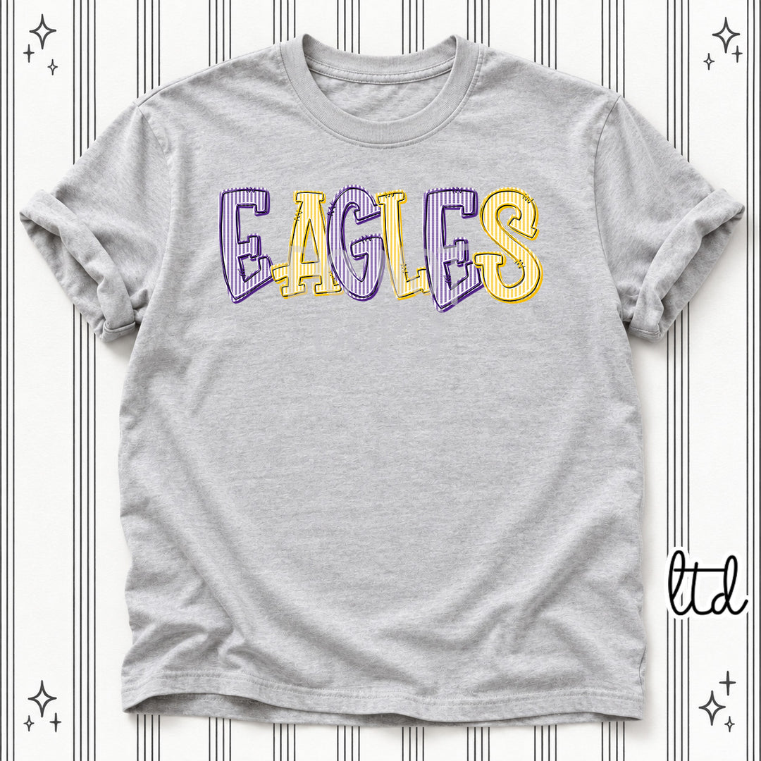 Eagles Purple Yellow Gold Seersucker Stack Mascots DTF transfer