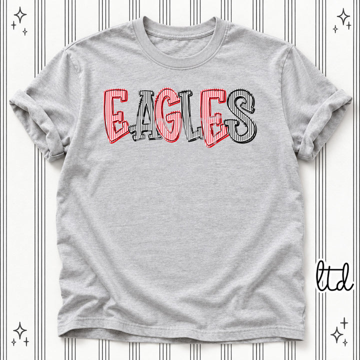 Eagles Red Black Seersucker Stack Mascots DTF transfer