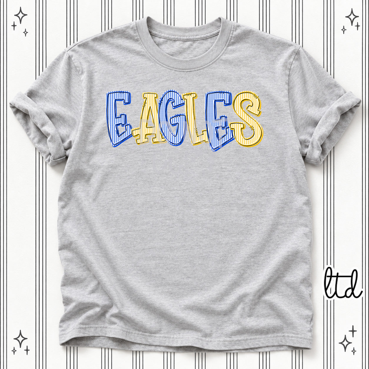 Seersucker Stack Mascots Eagles Royal Blue Yellow Gold design