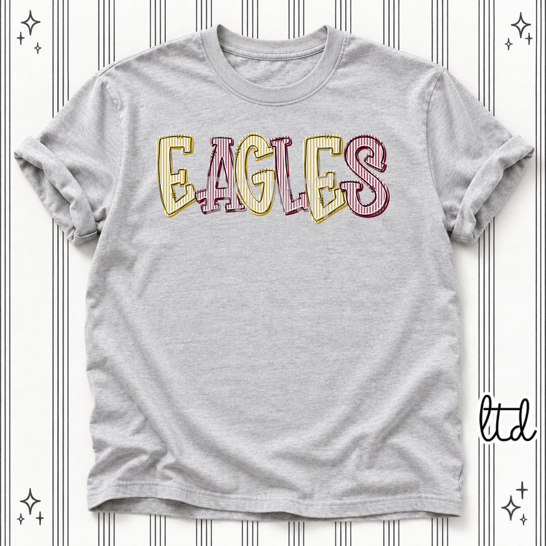 Eagles Vegas Gold Maroon Seersucker Stack Mascots DTF transfer