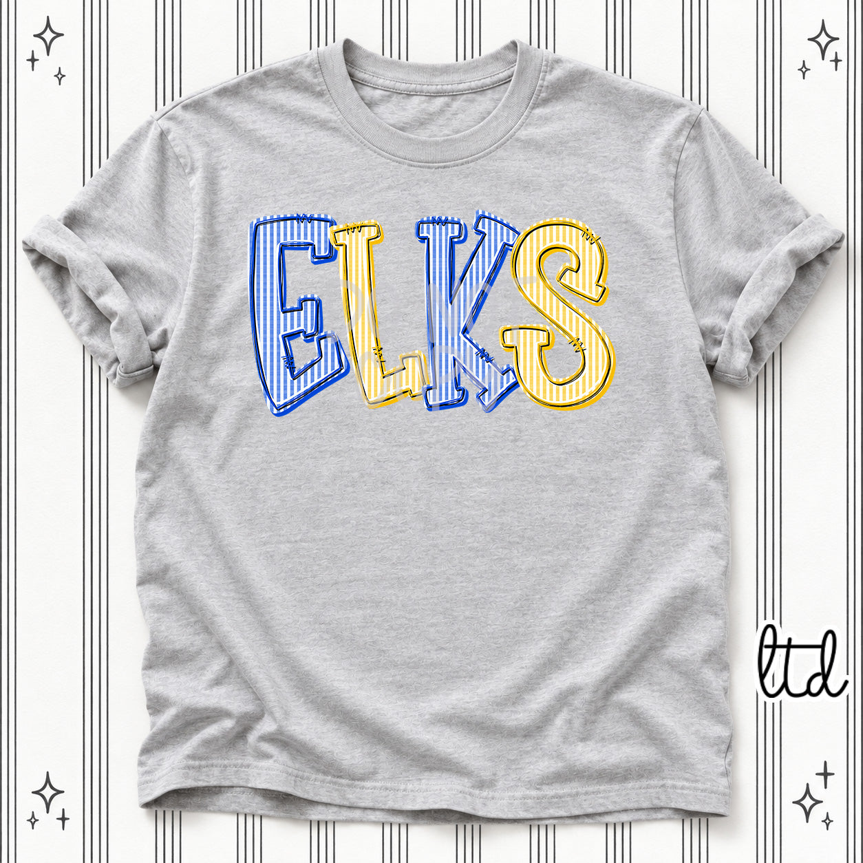 Seersucker Stack Mascots Elks Royal Blue Yellow Gold design