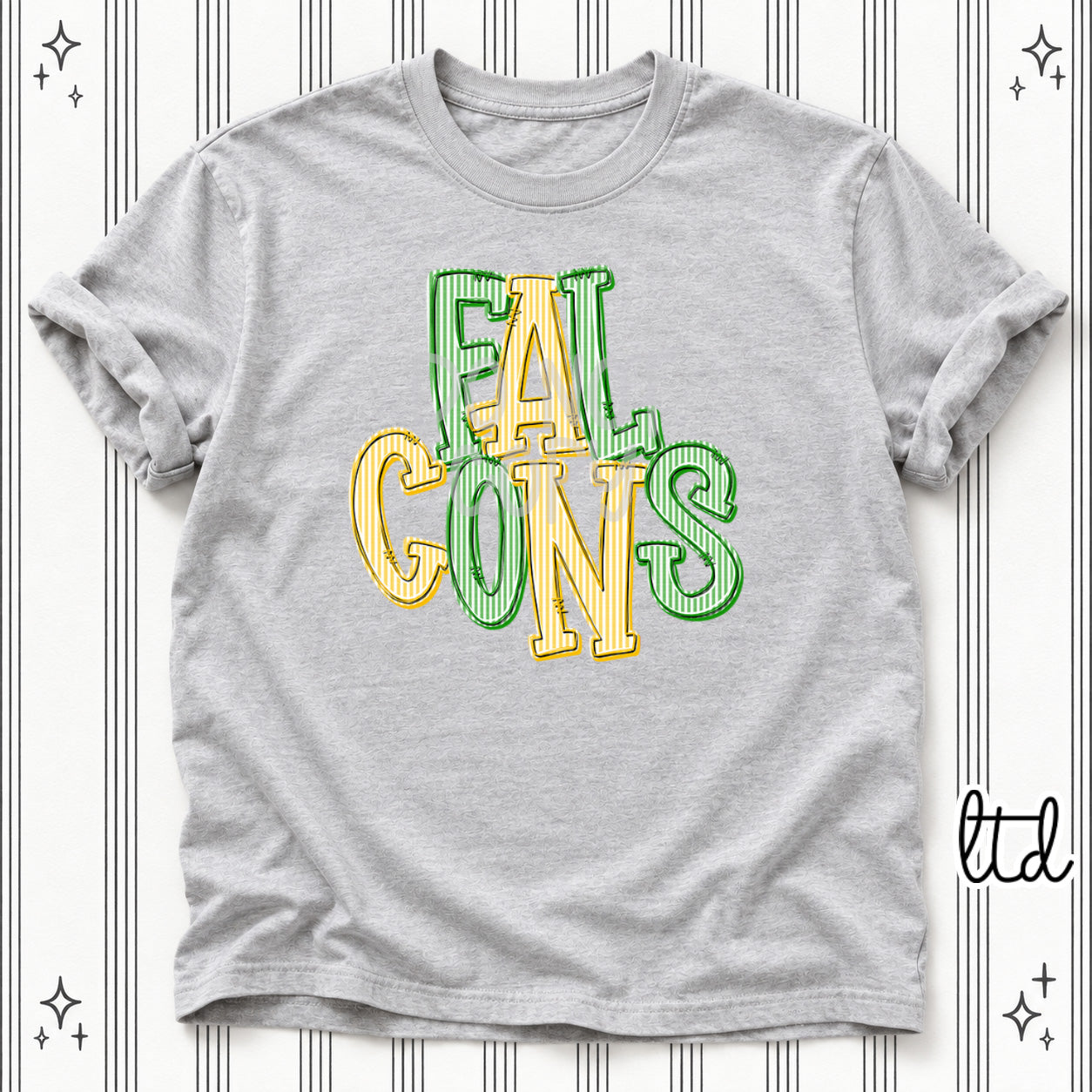 Seersucker Stack Mascots Falcons Kelly Green Yellow Gold design