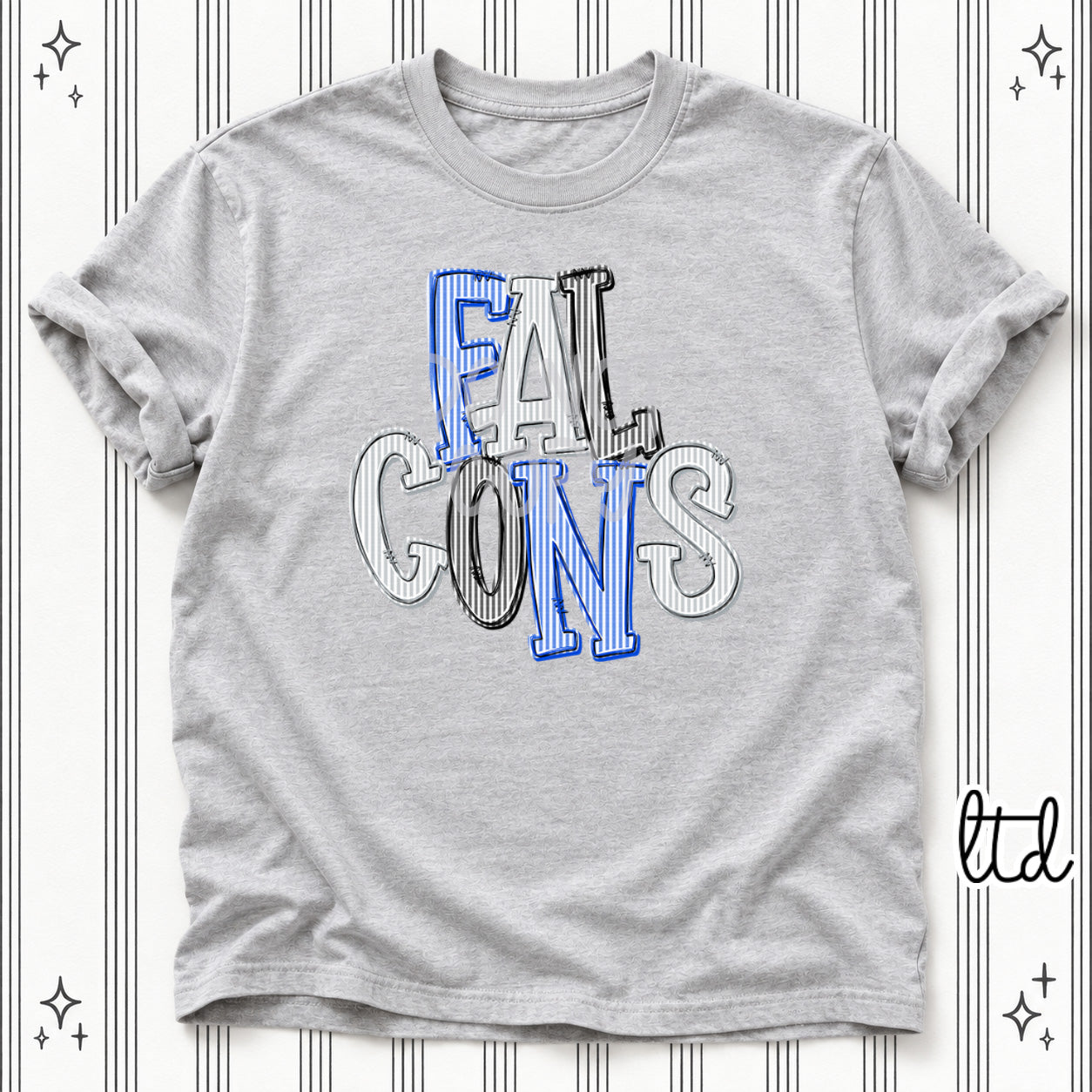 Seersucker Stack Mascots Falcons Royal Blue Grey Black design