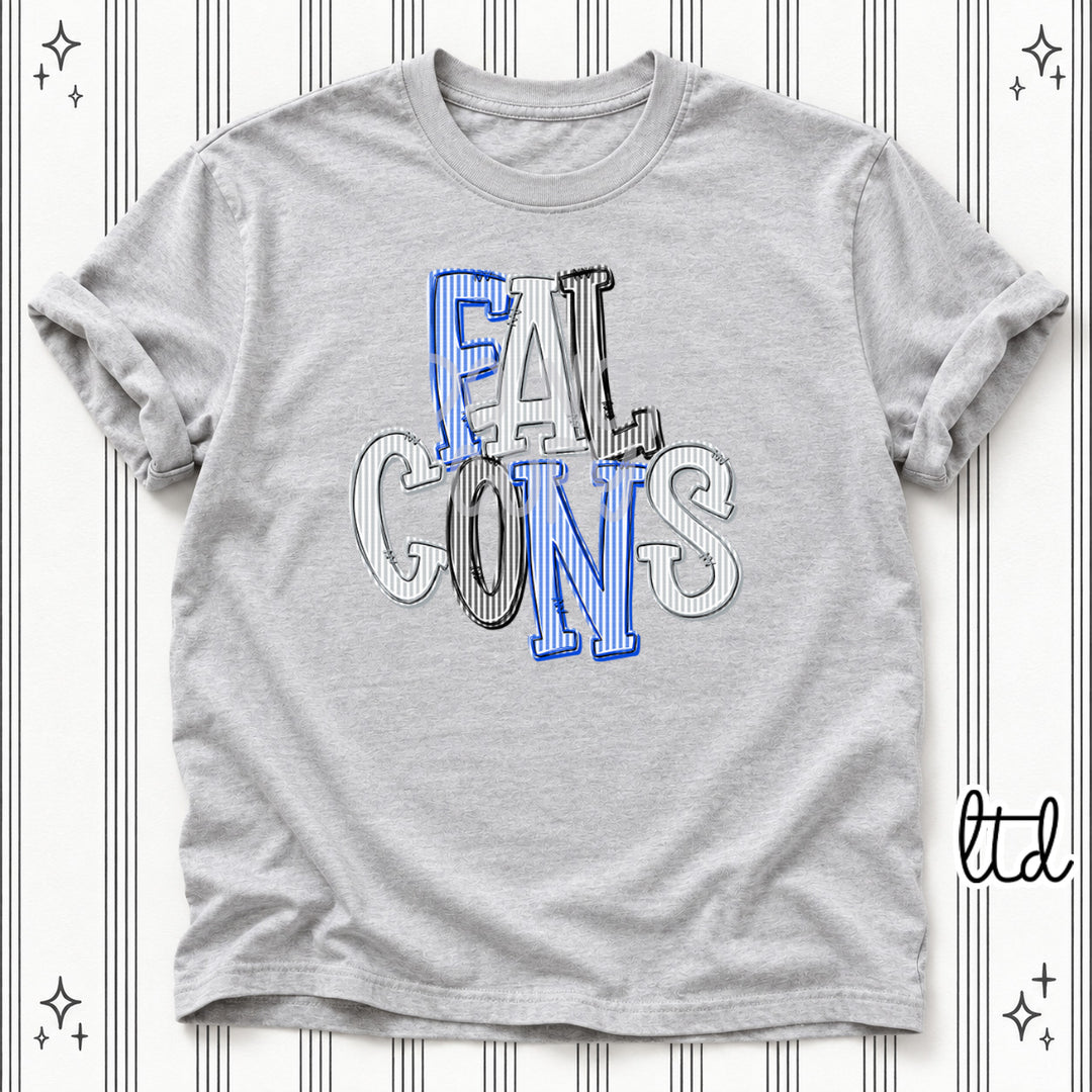 Falcons Royal Blue Grey Black Seersucker Stack Mascots DTF transfer