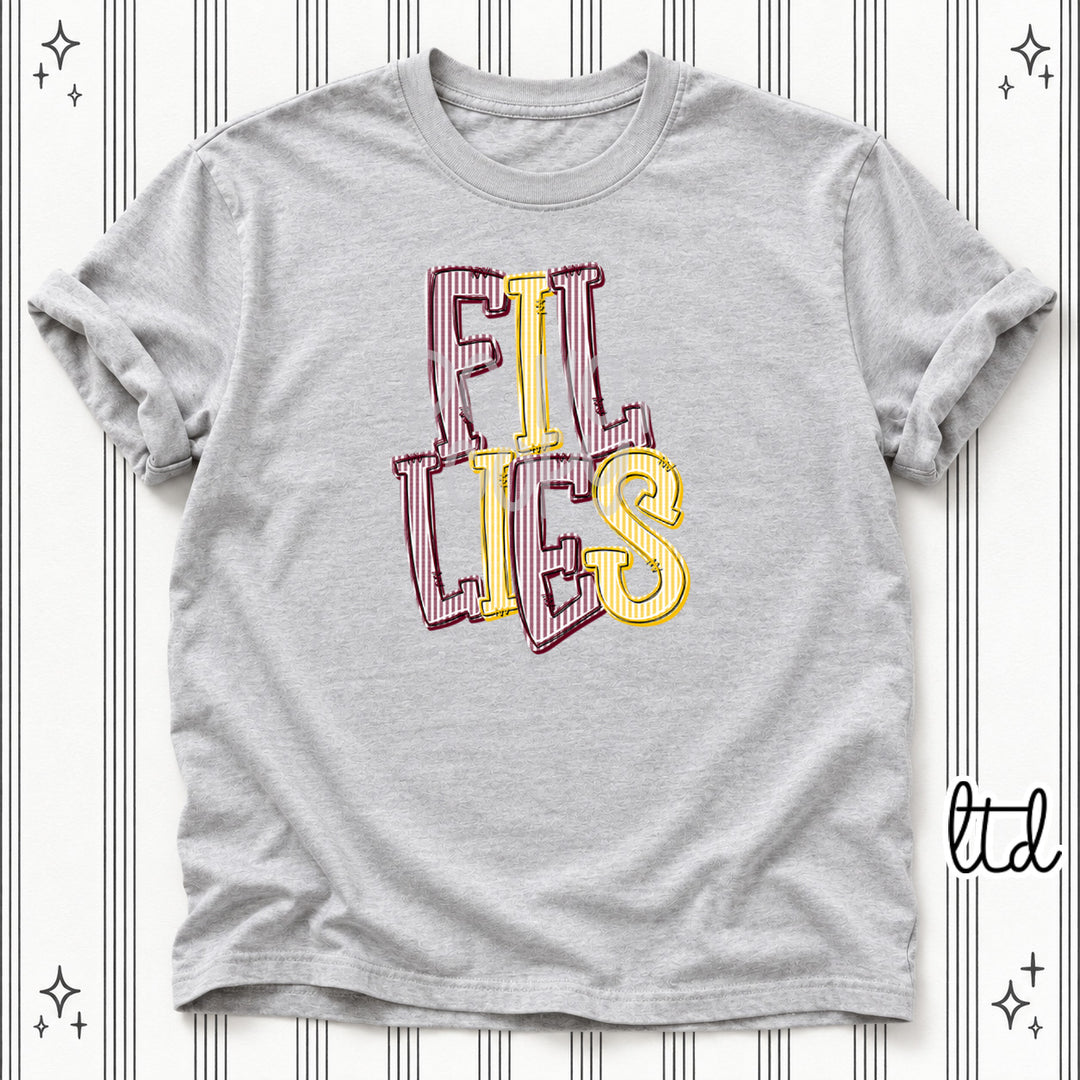 Fillies Maroon Yellow Gold Seersucker Stack Mascots DTF transfer