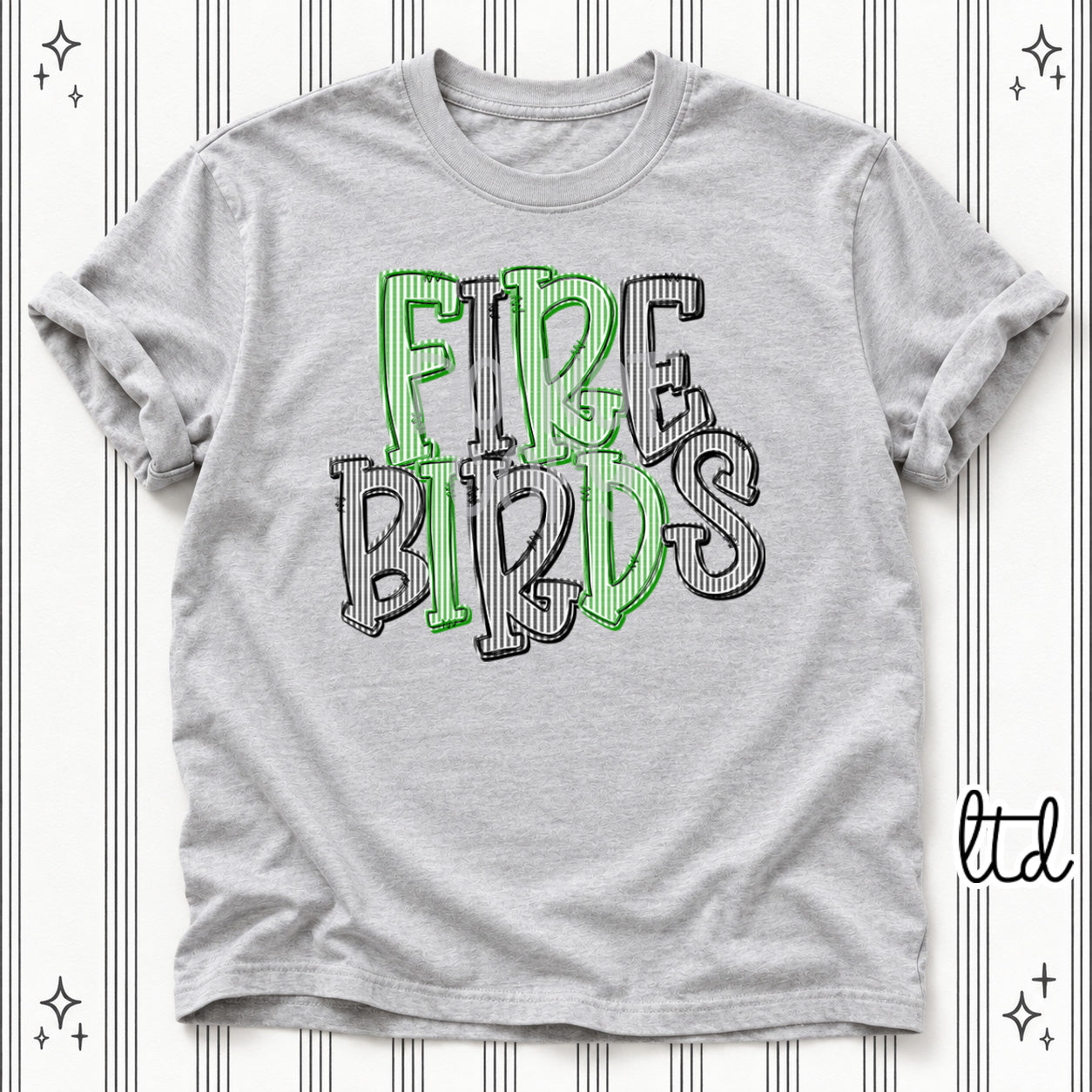 Seersucker Stack Mascots Firebirds Kelly Green Black design