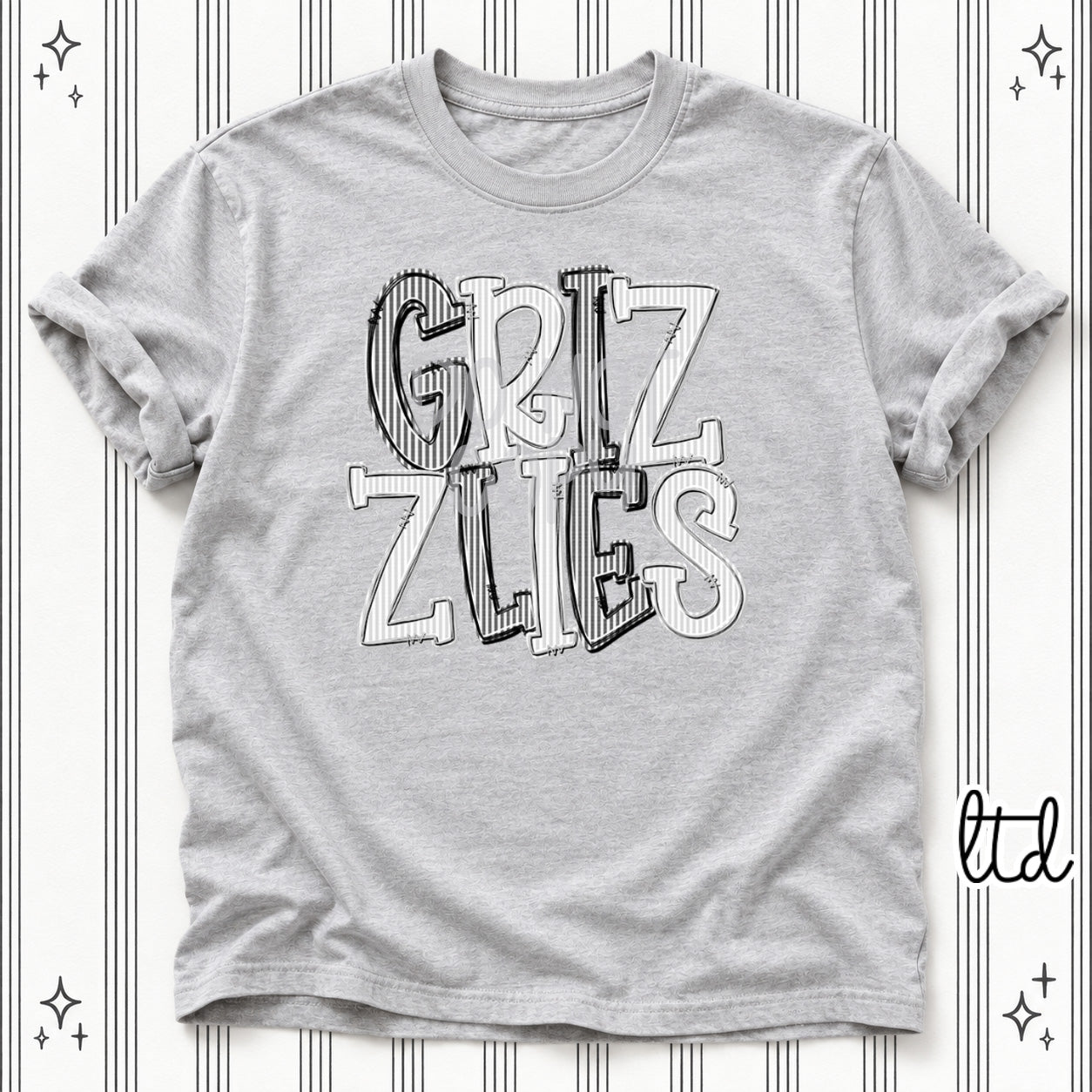 Seersucker Stack Mascots Grizzlies Black Silver design