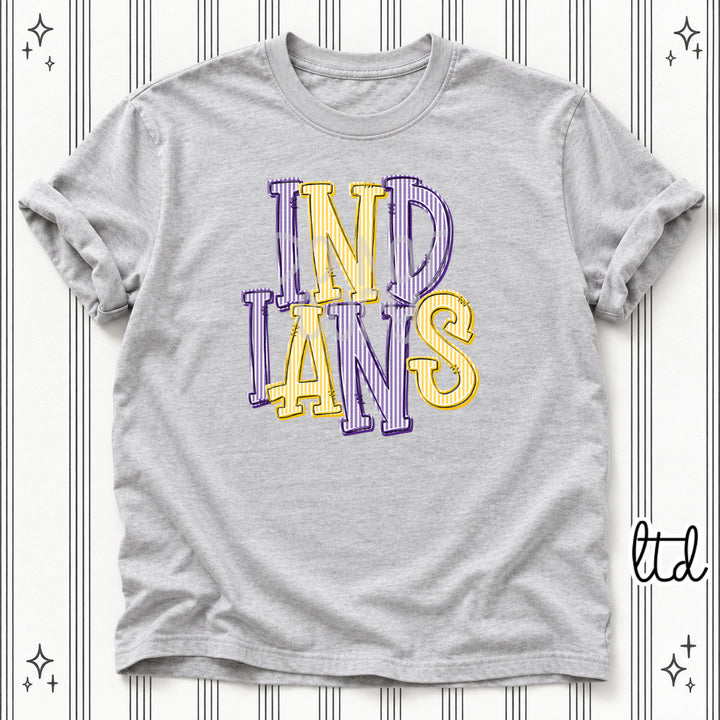 Indians Purple Yellow Gold Seersucker Stack Mascots DTF transfer