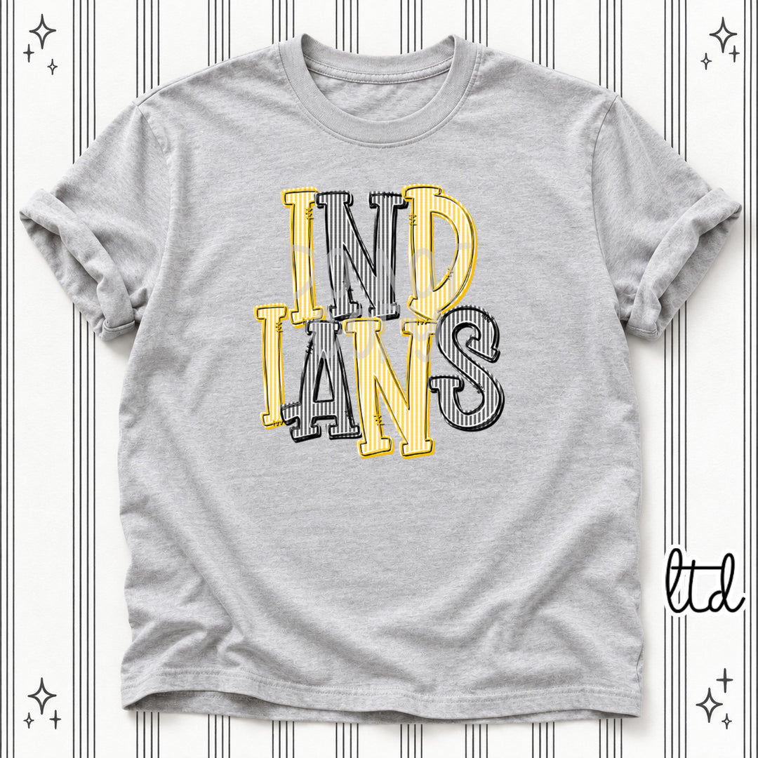 Indians Yellow Gold Black Seersucker Stack Mascots DTF transfer