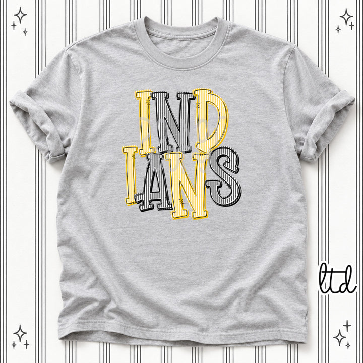 Indians Yellow Gold Black Seersucker Stack Mascots DTF transfer