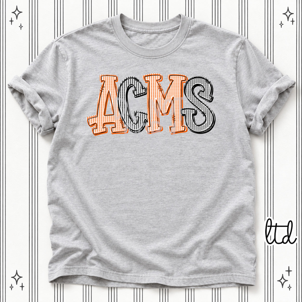 Seersucker Stack Initials ACMS Orange Black design