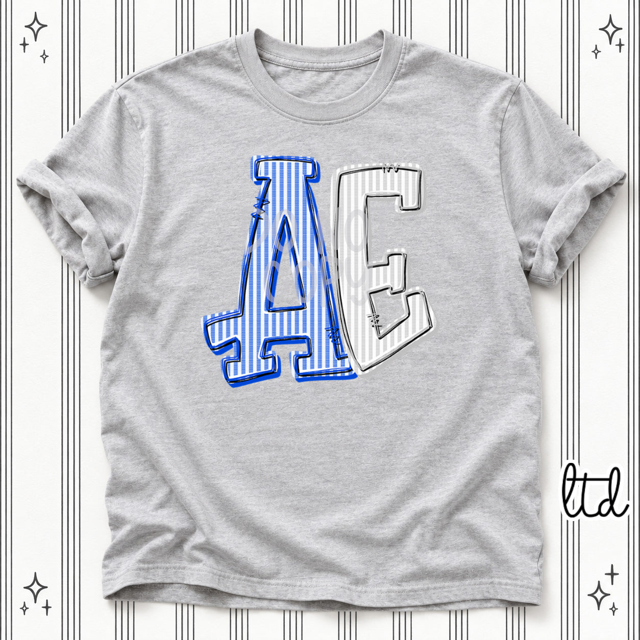 Seersucker Stack Initials AE Royal Blue Silver design