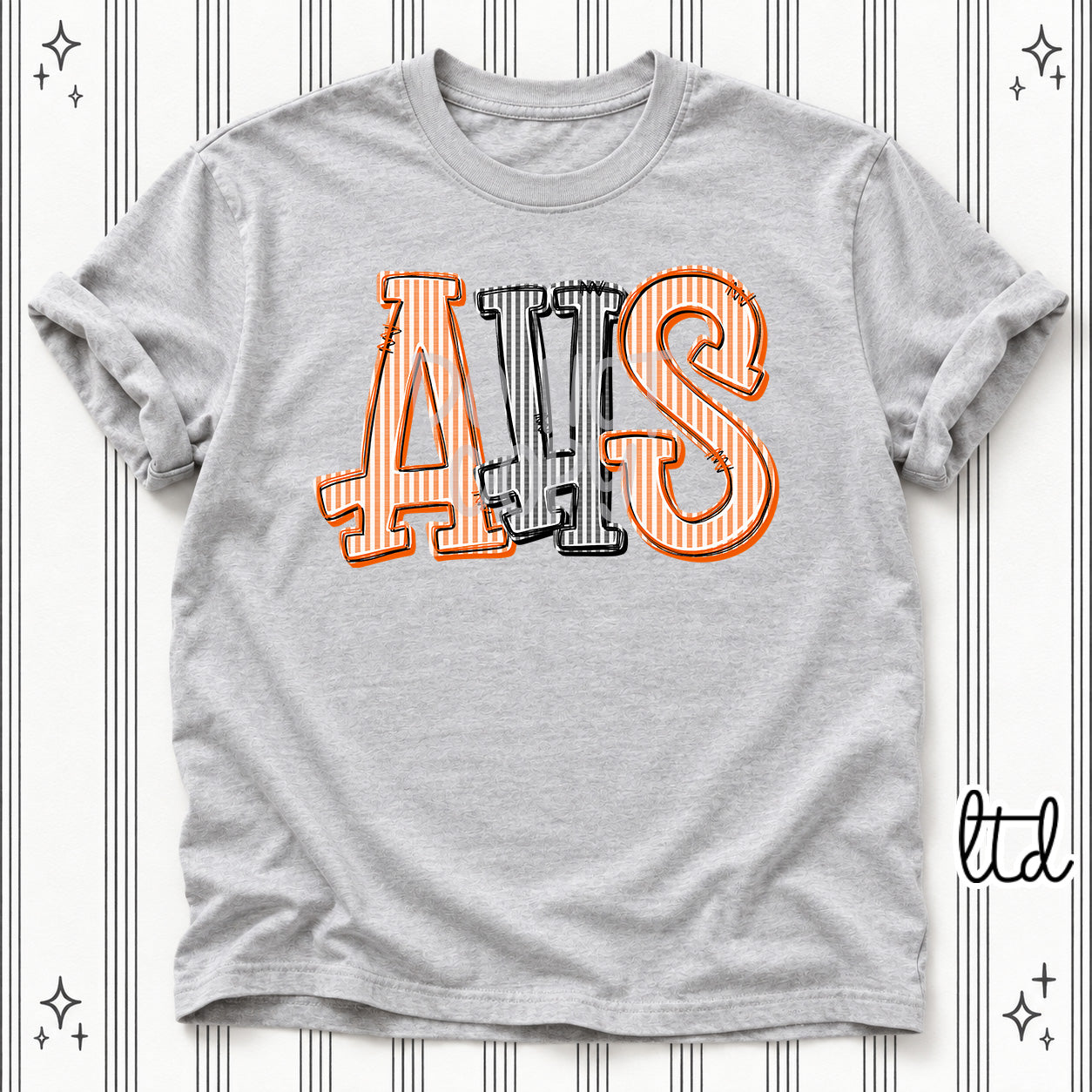 Seersucker Stack Initials AHS Orange Black design