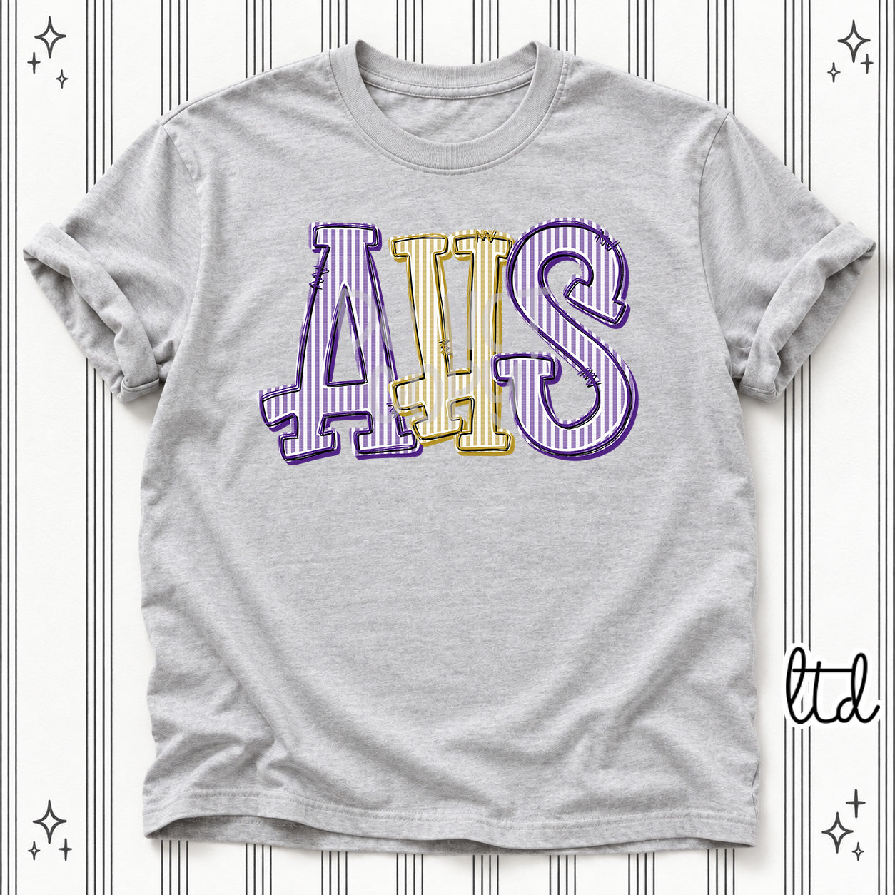 Seersucker Stack Initials AHS Purple Vegas Gold design