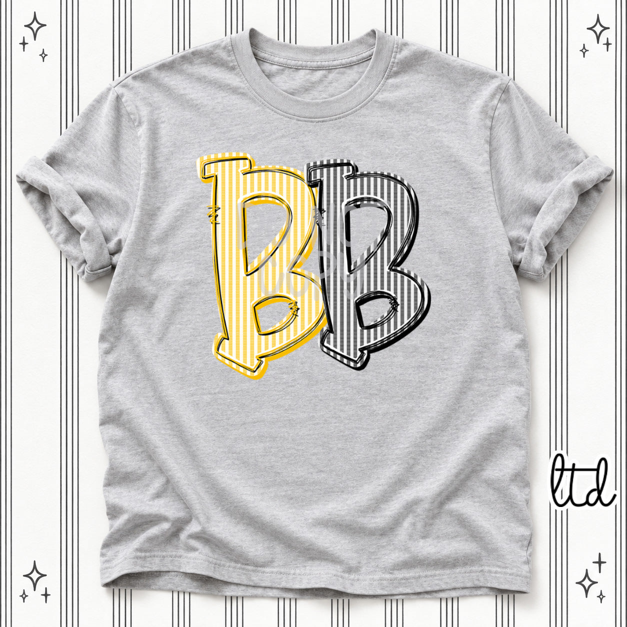 Seersucker Stack Initials BB Yellow Gold Black design