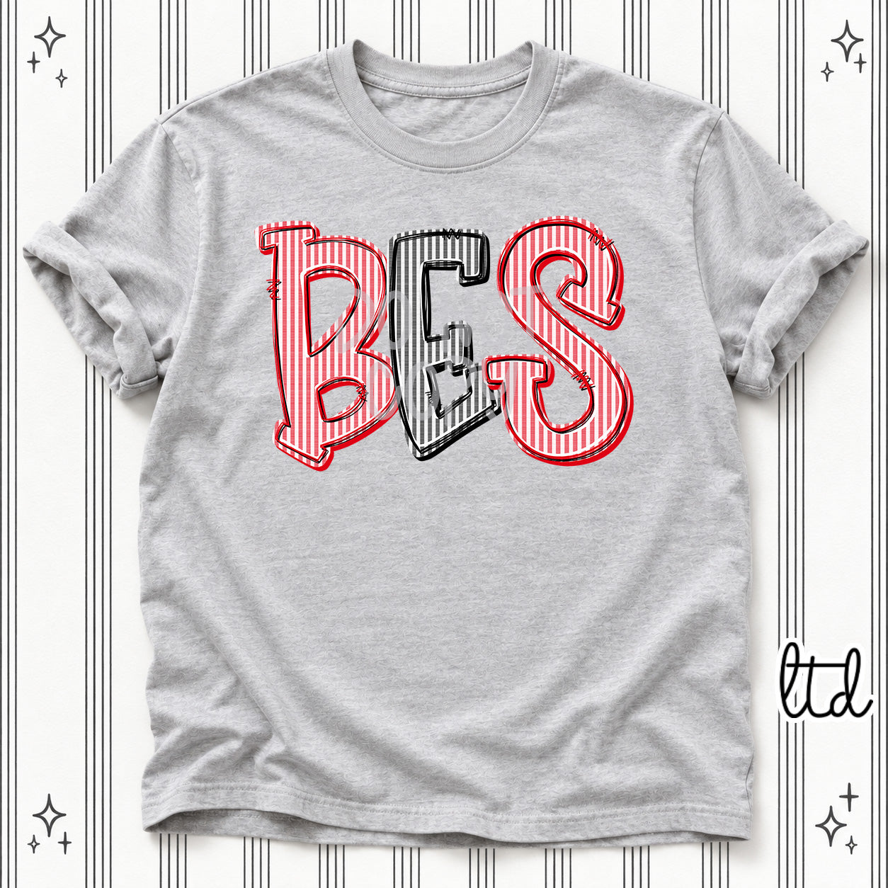 Seersucker Stack Initials BES Red Black design