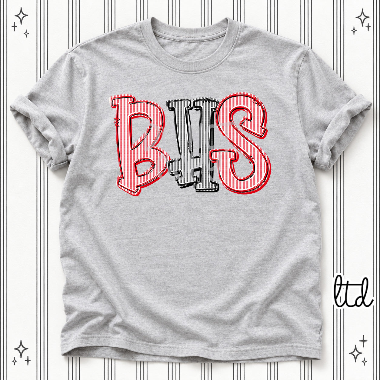 Seersucker Stack Initials BHS Red Black design