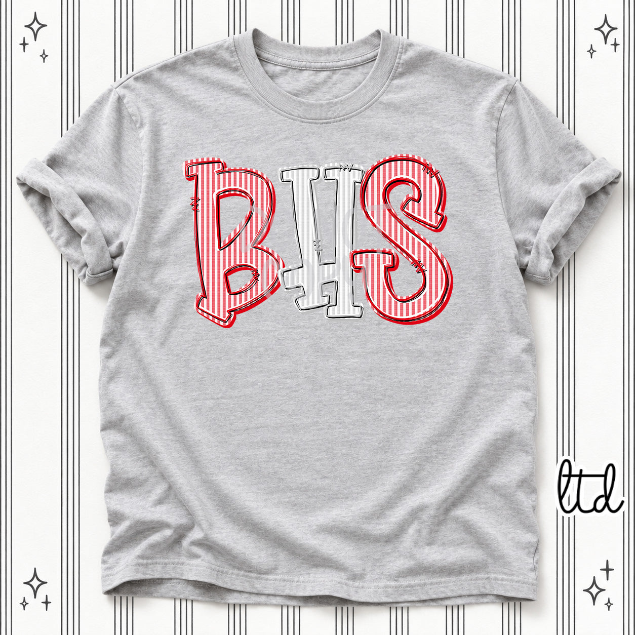 Seersucker Stack Initials BHS Red Silver design