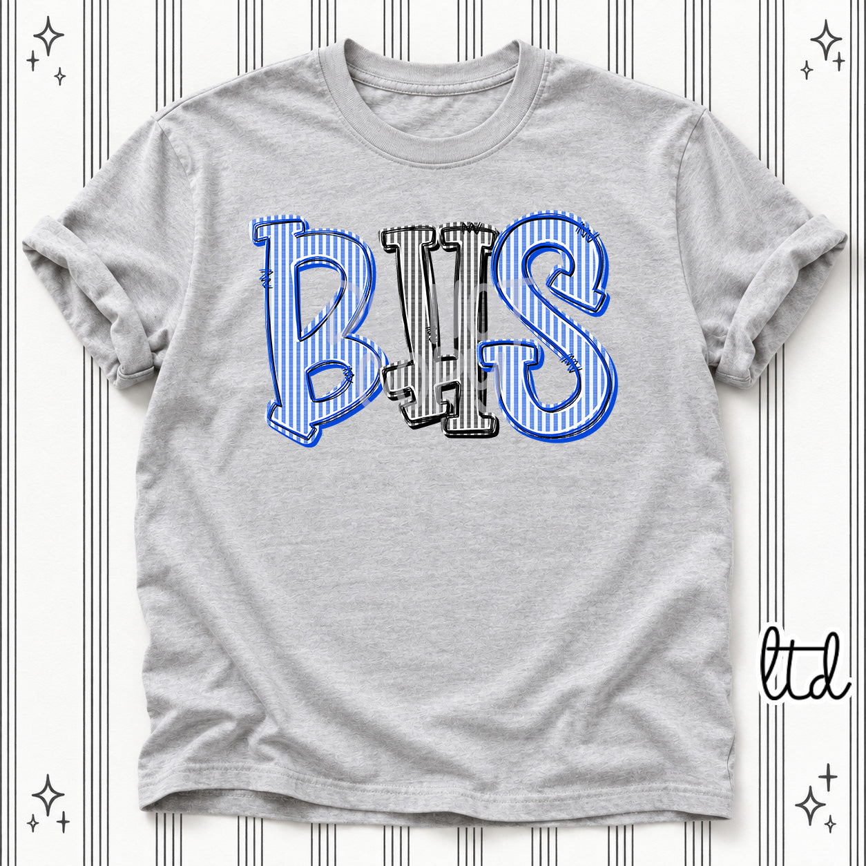 Seersucker Stack Initials BHS Royal Blue Black design