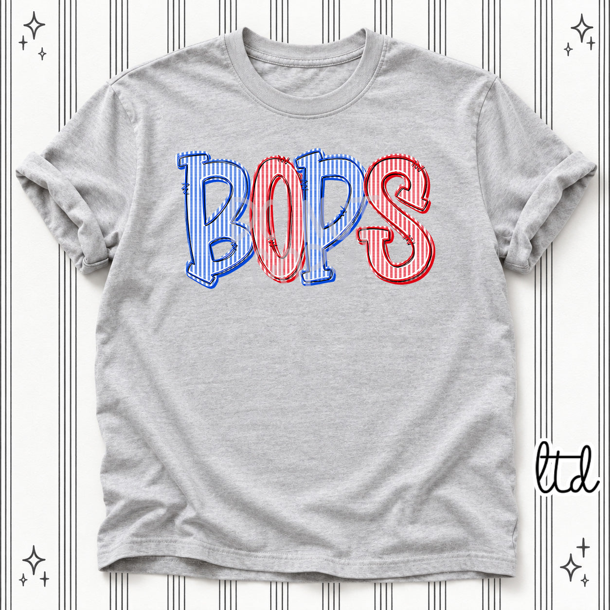 Seersucker Stack Initials BOPS Royal Blue Red design