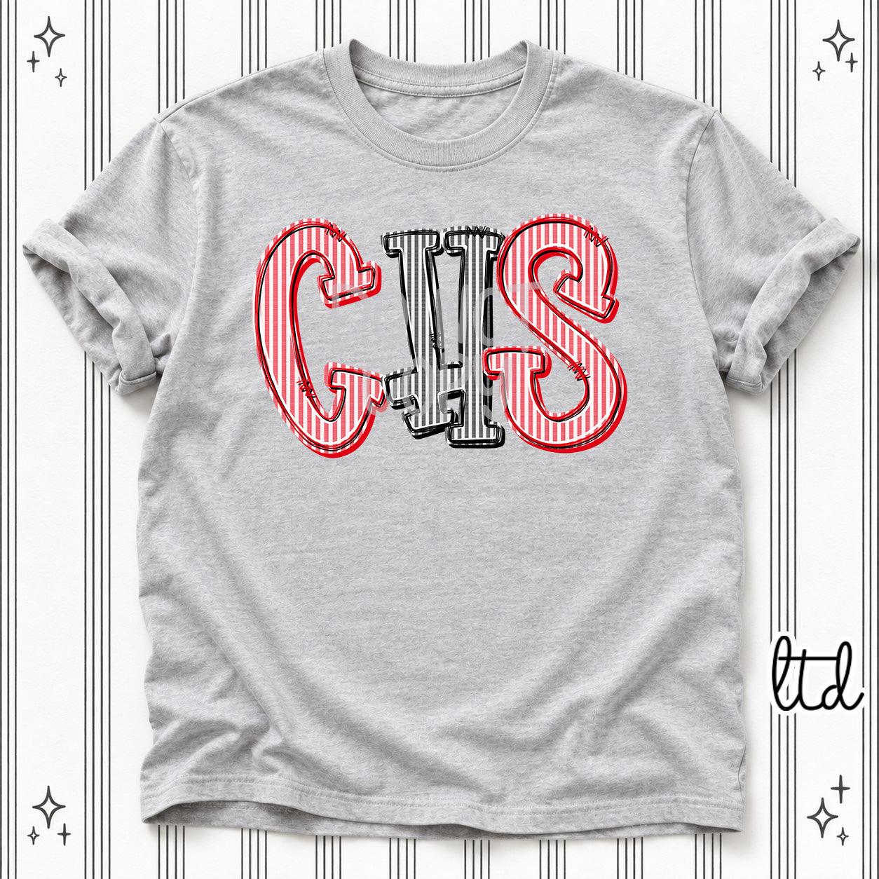 Seersucker Stack Initials CHS Red Black design