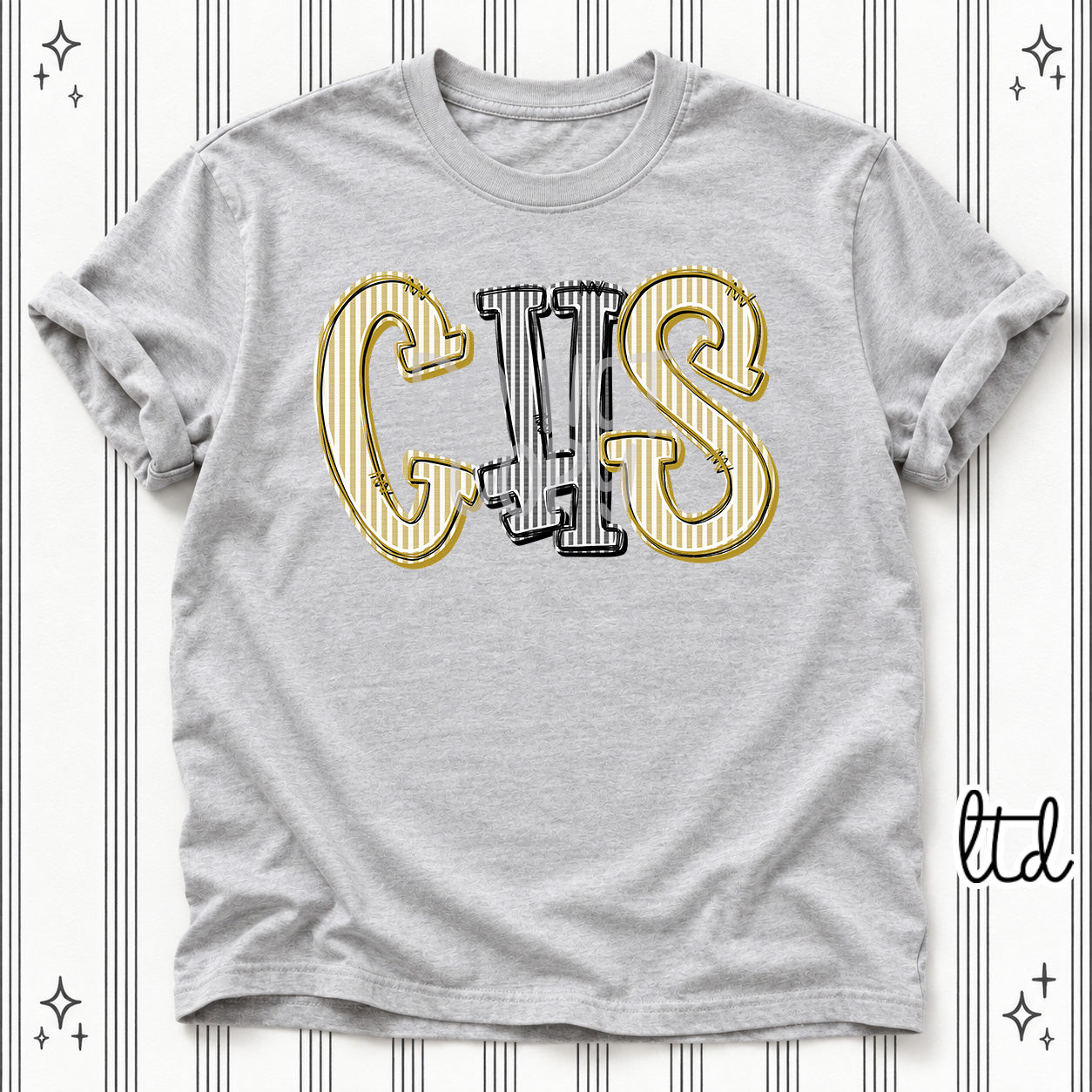 Seersucker Stack Initials CHS Vegas Gold Black design