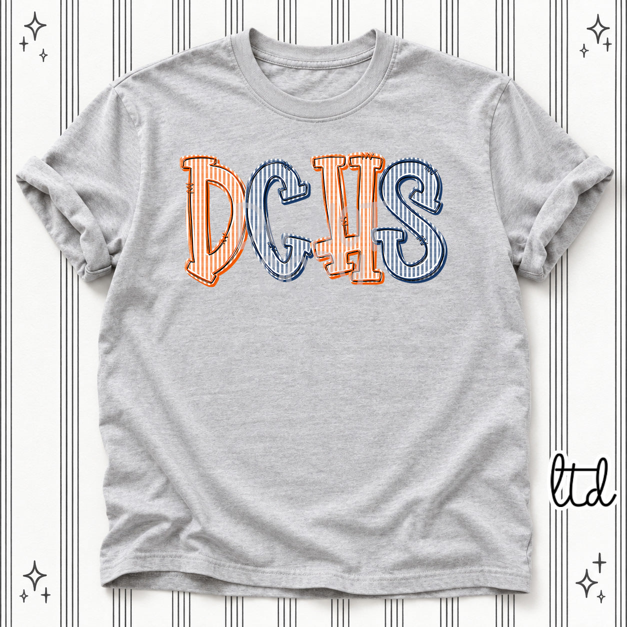 Seersucker Stack Initials DCHS Orange Navy design