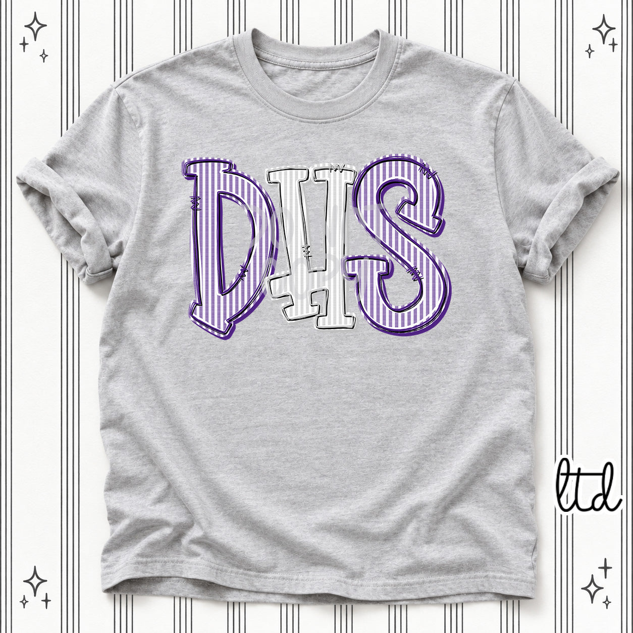 Seersucker Stack Initials DHS Purple Silver design