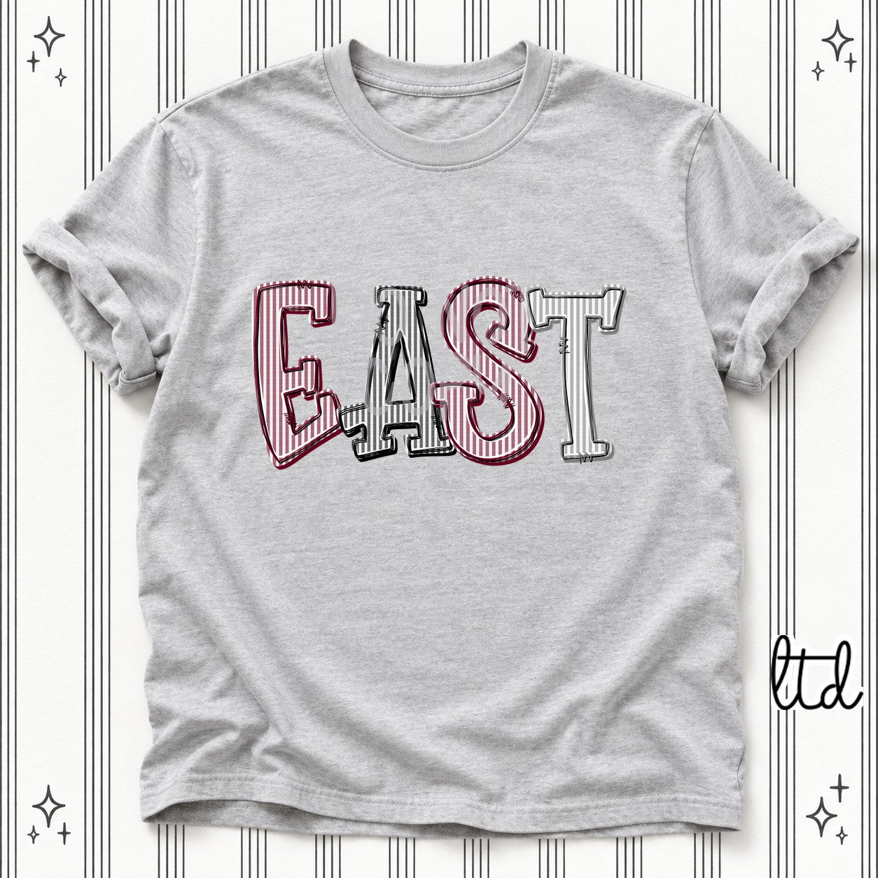 Seersucker Stack Initials East Maroon Black Charcoal design