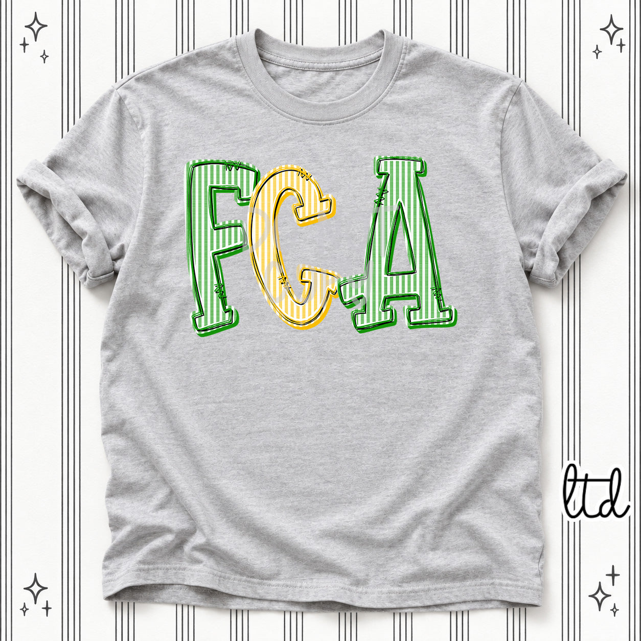 Seersucker Stack Initials FCA Kelly Green Yellow Gold design