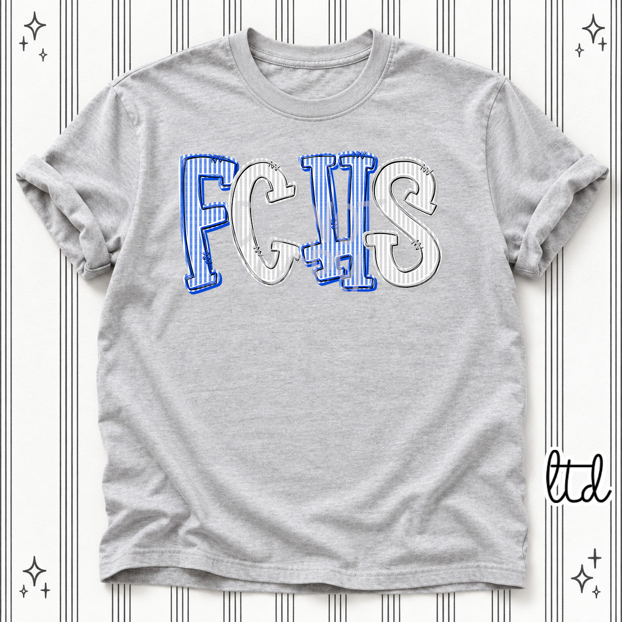 Seersucker Stack Initials FCHS Royal Blue Silver design