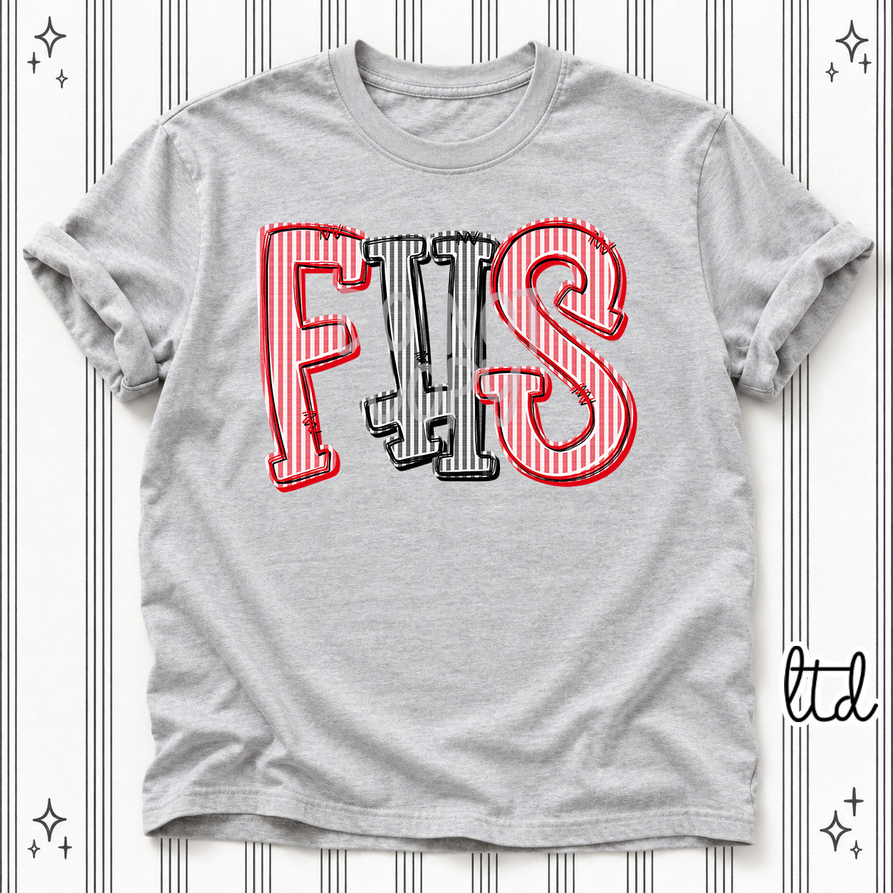Seersucker Stack Initials FHS Red Black design