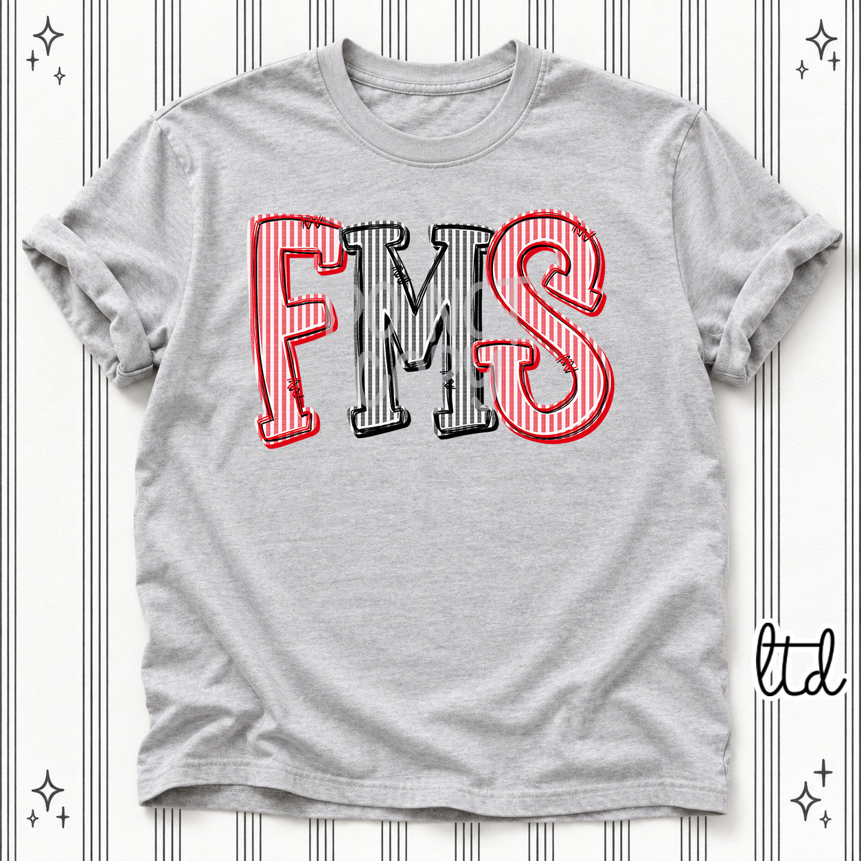 Seersucker Stack Initials FMS Red Black design