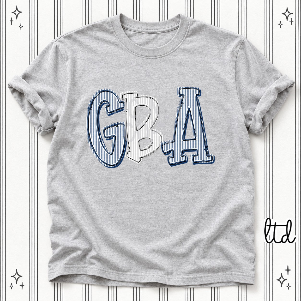 Seersucker Stack Initials GBA Navy Silver design